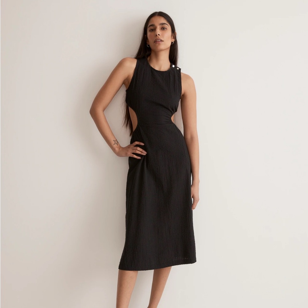 Madewell Seersucker Cutout Midi Dress